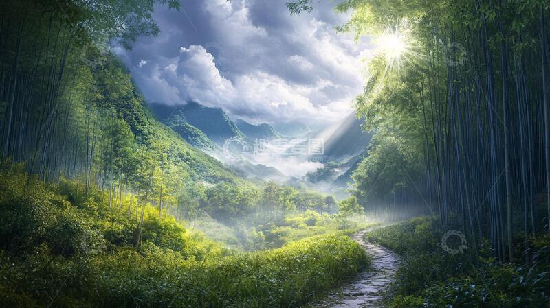高清大图下载【趣麦麦图】唯美竹林小路11