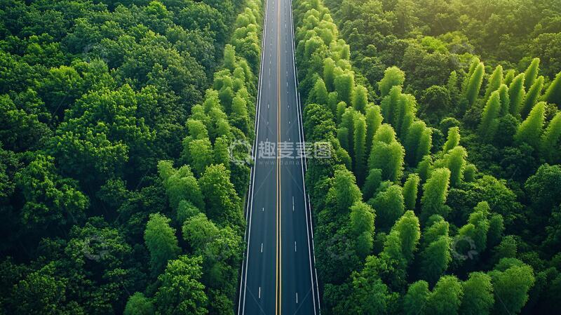 高清大图下载【趣麦麦图】航拍林间的路1