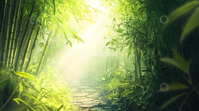 高清大图下载【趣麦麦图】竹林小路背景5