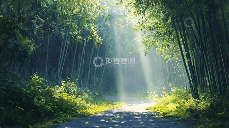 高清大图下载【趣麦麦图】唯美竹林小路18