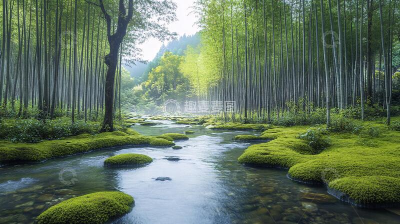 高清大图下载【趣麦麦图】竹乡溪流竹林溪流小溪