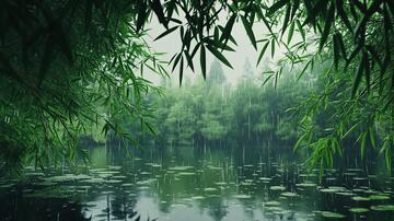 风景美景夏天雨后竹林1