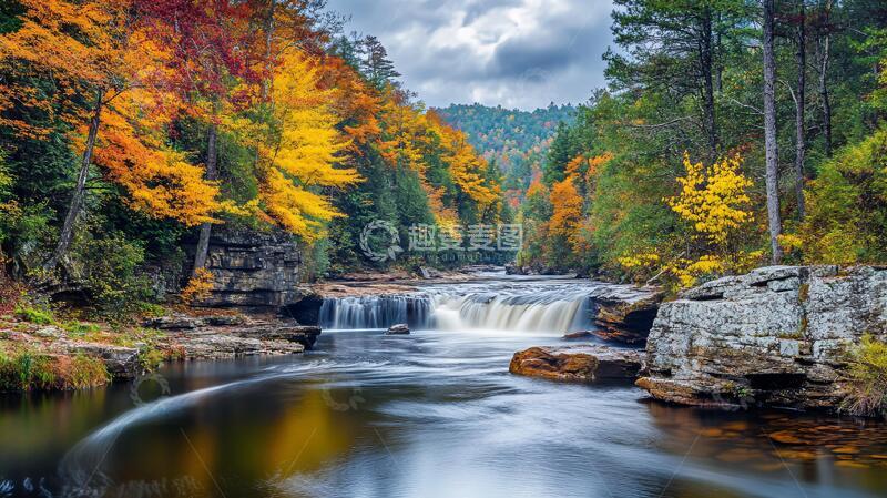 高清大图下载【趣麦麦图】秋天唯美溪水2