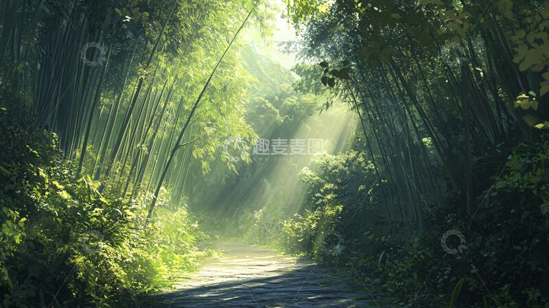 高清大图下载【趣麦麦图】唯美竹林小路15
