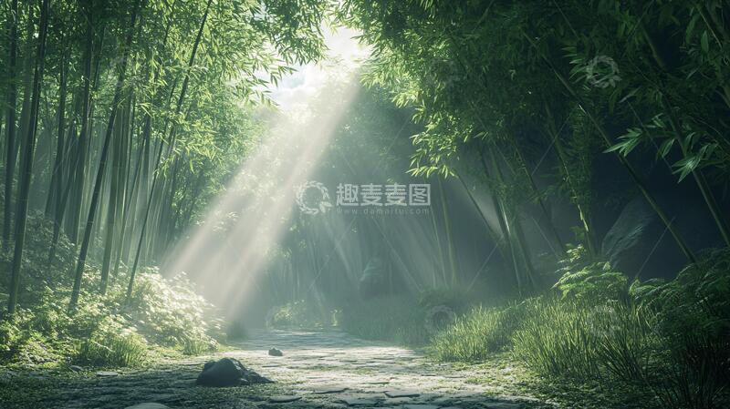 高清大图下载【趣麦麦图】唯美竹林小路16