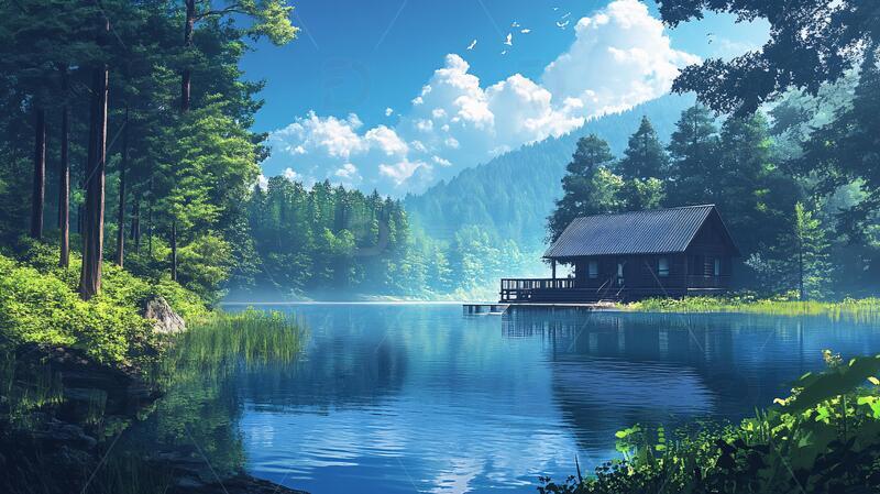 高清大图下载【趣麦麦图】宽屏风景画插画场景动漫