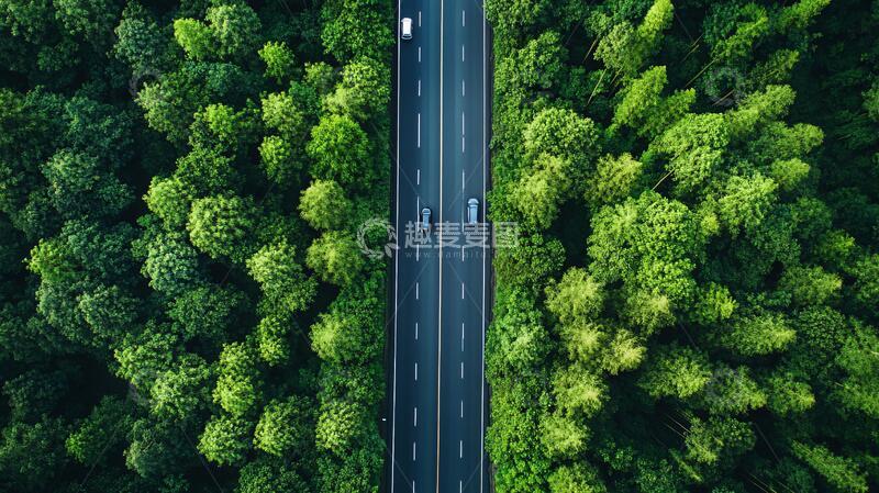 高清大图下载【趣麦麦图】航拍林间的路