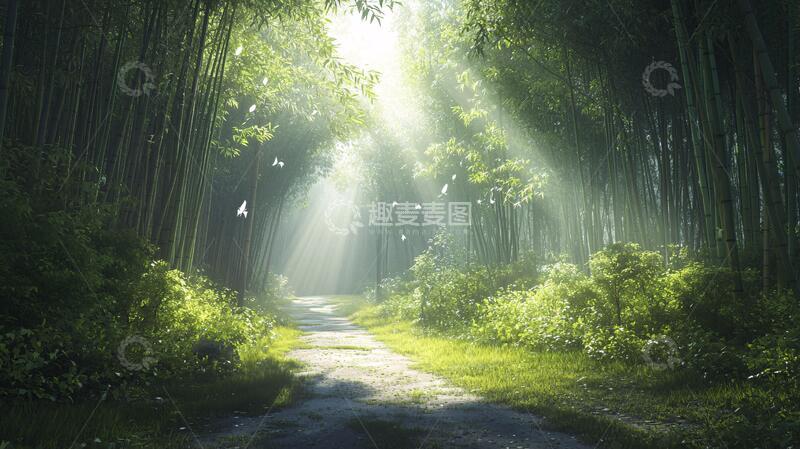 高清大图下载【趣麦麦图】唯美竹林小路13