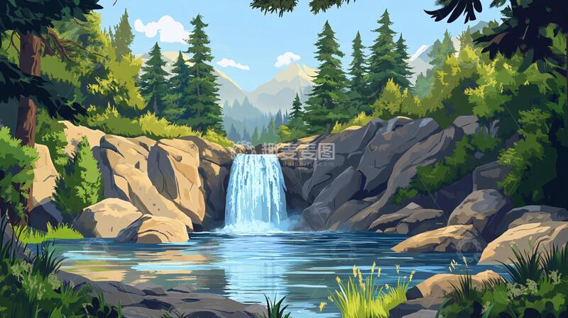 高清大图下载【趣麦麦图】高山流水场景1