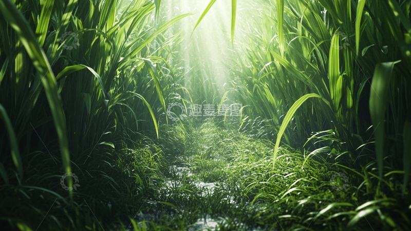 高清大图下载【趣麦麦图】光线穿透草丛1