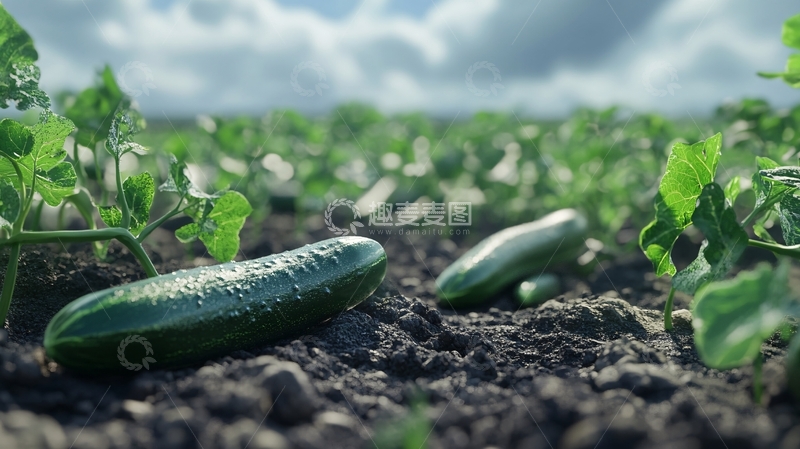 高清大图下载【趣麦麦图】瓜秧上的黄瓜