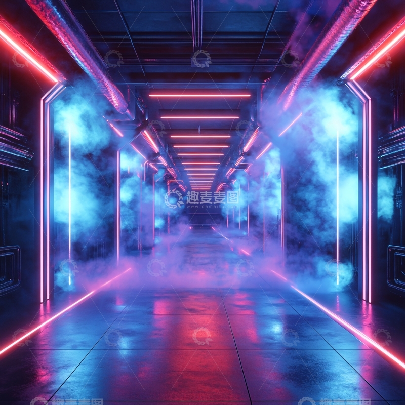高清大图下载【趣麦麦图】科幻灯光走廊