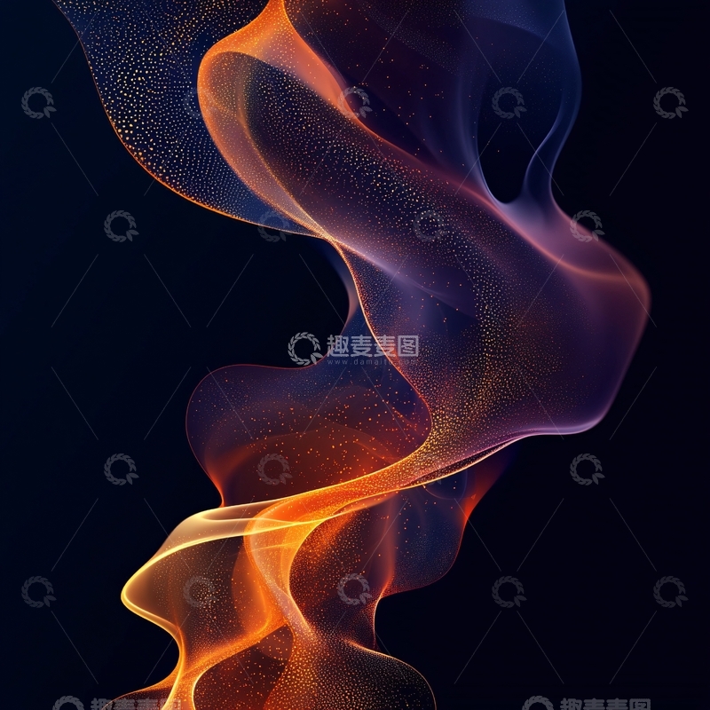 高清大图下载【趣麦麦图】流光渐变金色炫酷飘带1