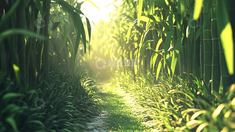 高清大图下载【趣麦麦图】甘蔗林插画2