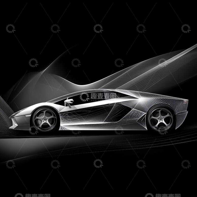 高清大图下载【趣麦麦图】绚丽线条汽车6