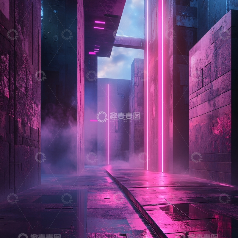 高清大图下载【趣麦麦图】科幻灯光走廊2