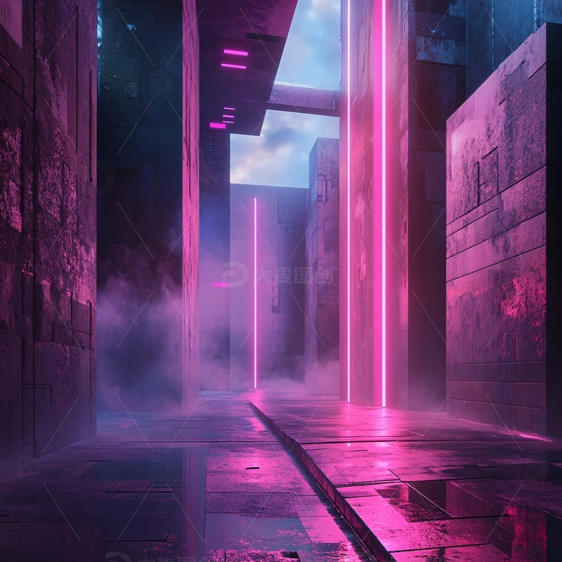 高清大图下载【趣麦麦图】科幻灯光走廊2