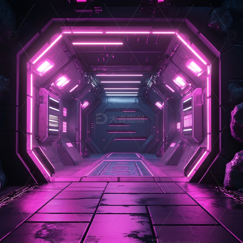 高清大图下载【趣麦麦图】粉红色宇宙飞船内部