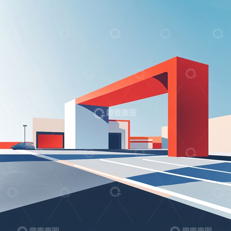 高清大图下载【趣麦麦图】简约建筑插画