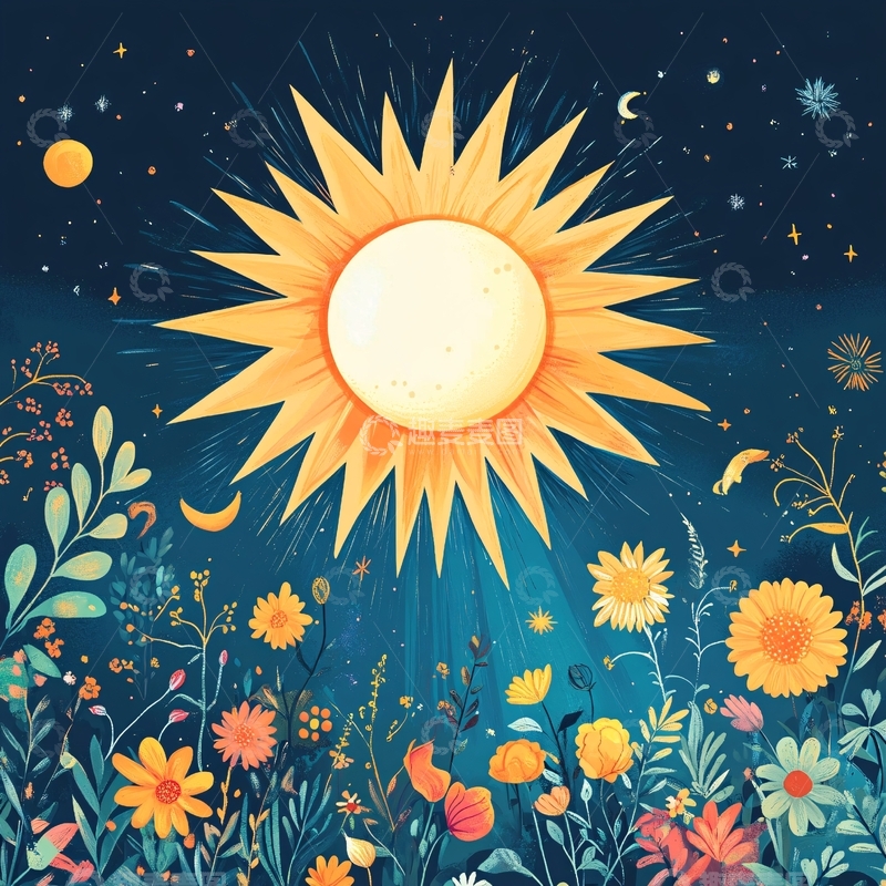 高清大图下载【趣麦麦图】太阳与花卉