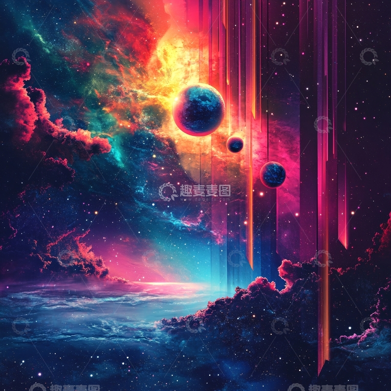 高清大图下载【趣麦麦图】原创星云宇宙设计图