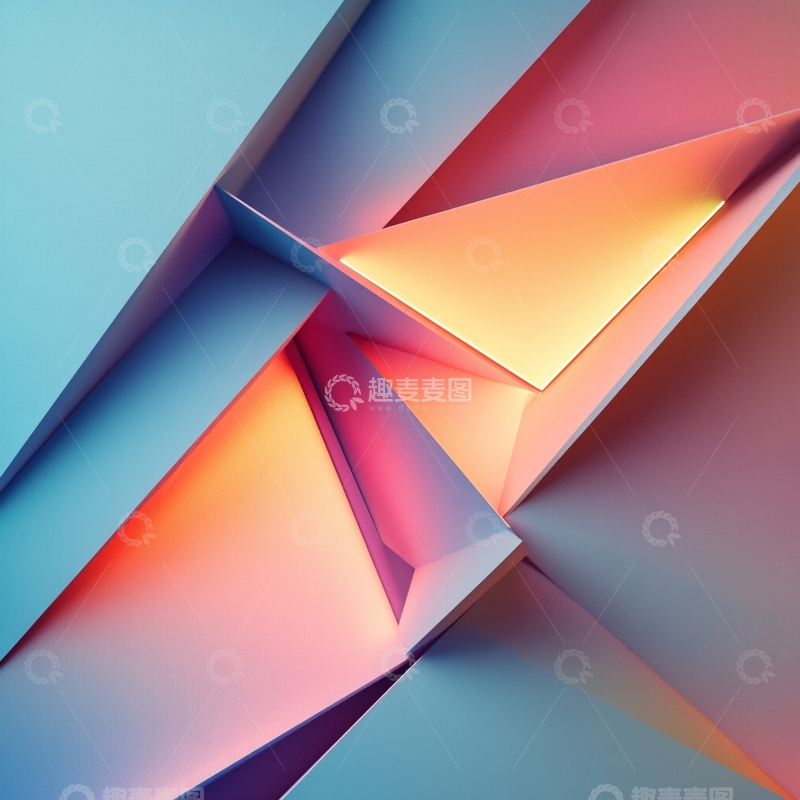 高清大图下载【趣麦麦图】炫彩撞色立体质感背景1