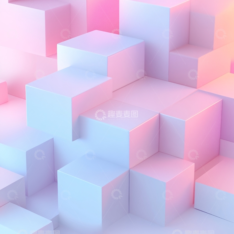 高清大图下载【趣麦麦图】渐变立体方块