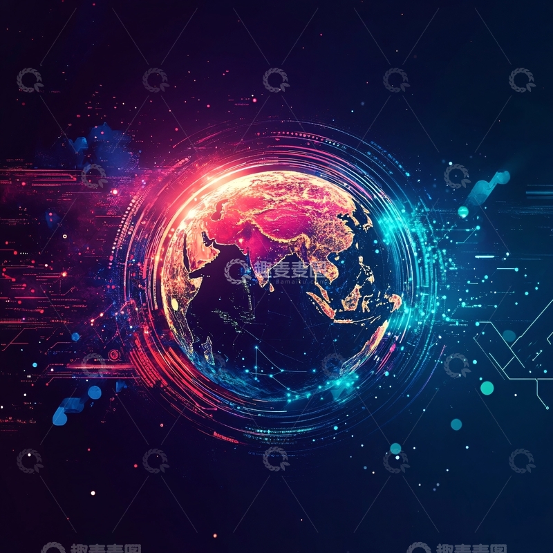 高清大图下载【趣麦麦图】科技风地球