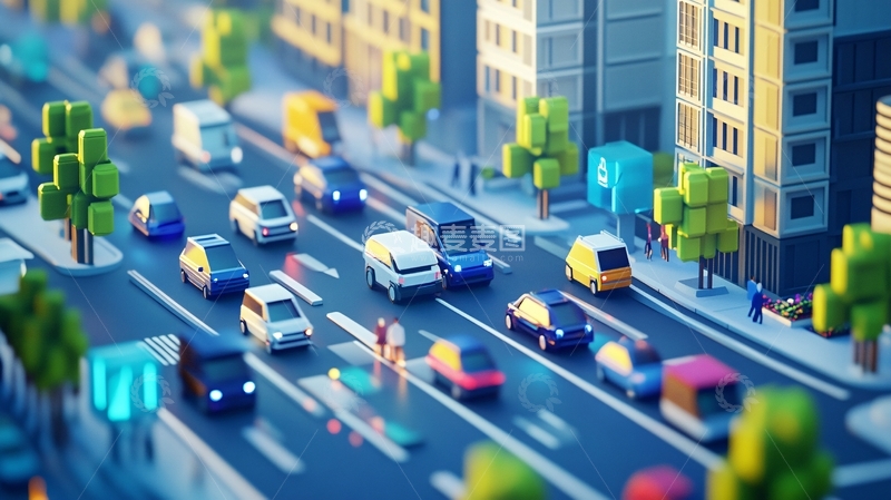 高清大图下载【趣麦麦图】很多车交通