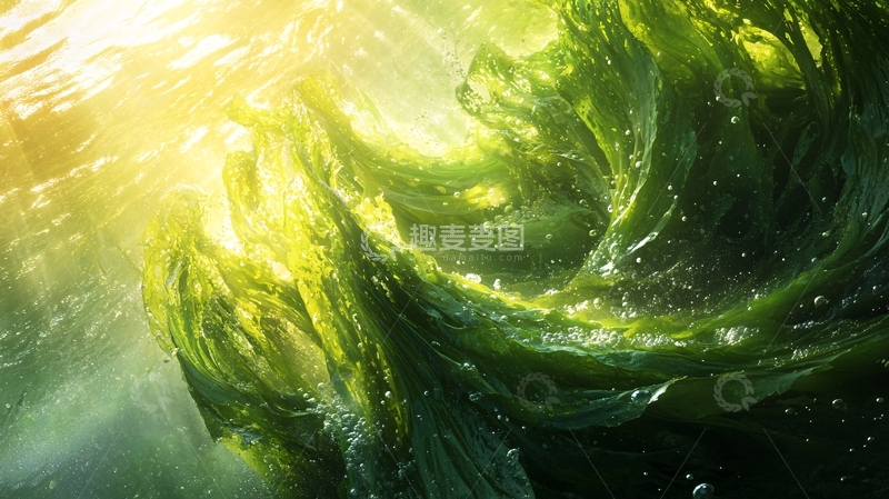 高清大图下载【趣麦麦图】绿色色彩变幻金色波纹4