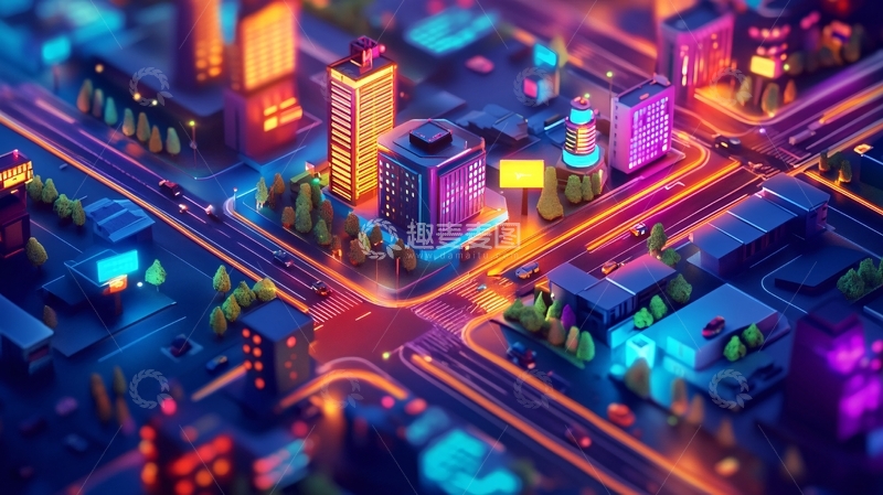 高清大图下载【趣麦麦图】城市线路科技