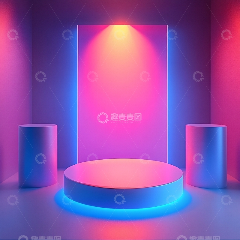高清大图下载【趣麦麦图】炫彩渐变展台背景2