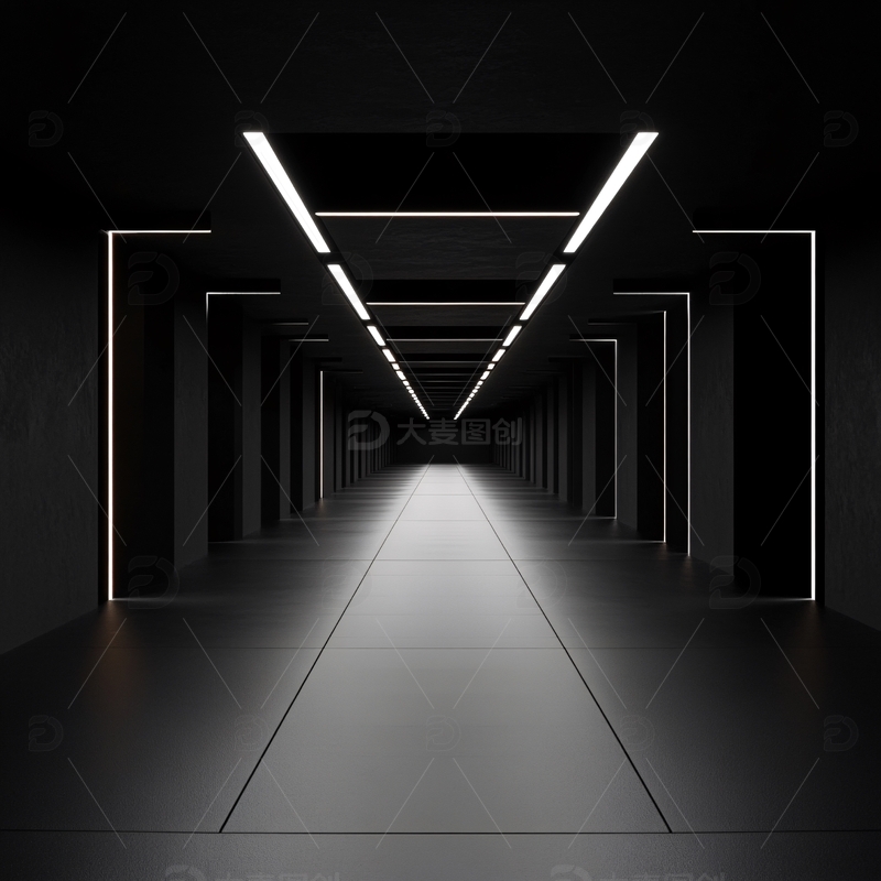高清大图下载【趣麦麦图】科幻灯光走廊4