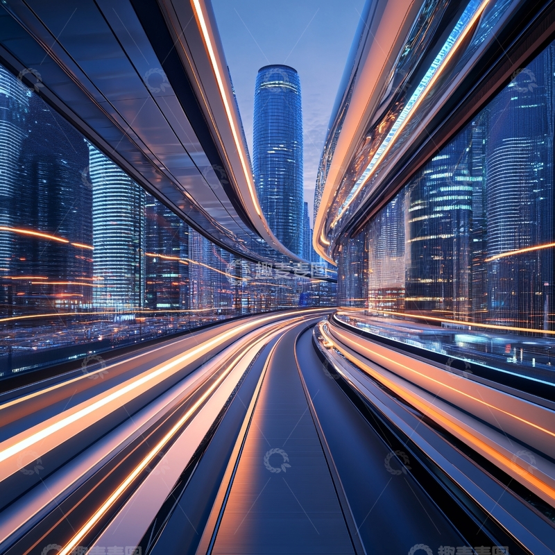 高清大图下载【趣麦麦图】高铁行驶城市门户