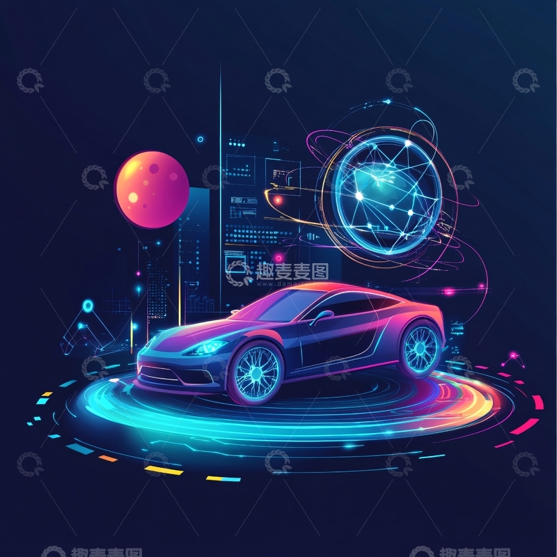 高清大图下载【趣麦麦图】车展科技背景1