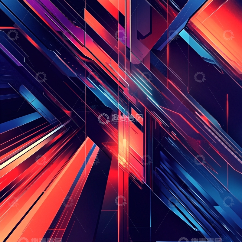 高清大图下载【趣麦麦图】红蓝渐变科技背景1