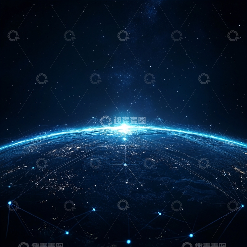 高清大图下载【趣麦麦图】蓝色背景地球光效