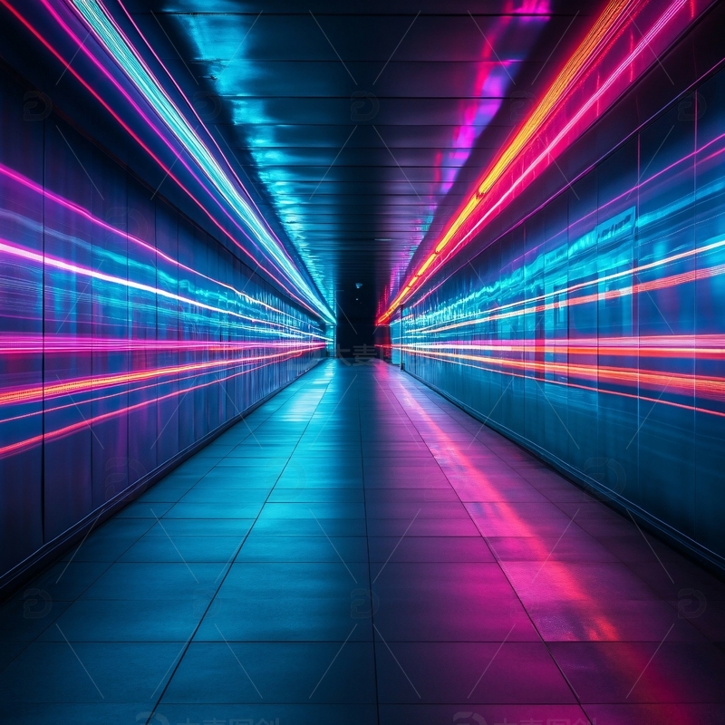 高清大图下载【趣麦麦图】流光溢彩的霓虹灯走廊2