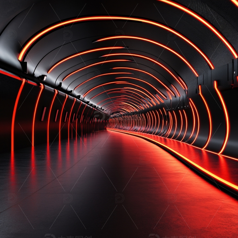 高清大图下载【趣麦麦图】隧道灯光透视2