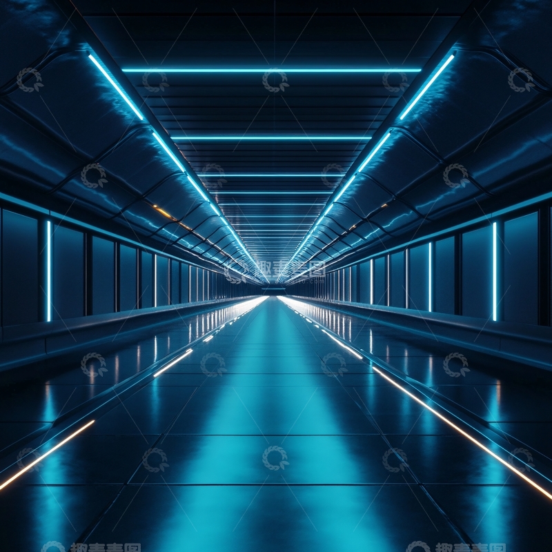 高清大图下载【趣麦麦图】科幻灯光走廊7