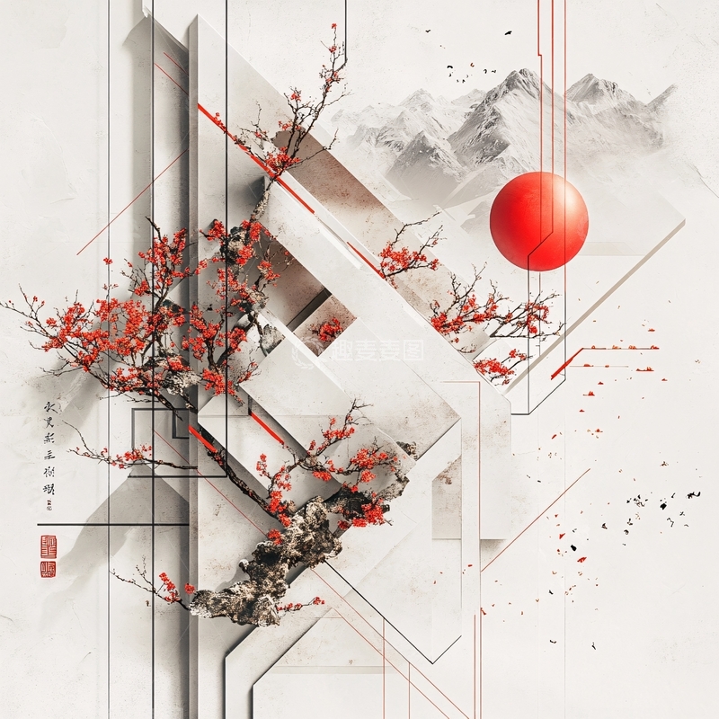 高清大图下载【趣麦麦图】新中式古风梅花