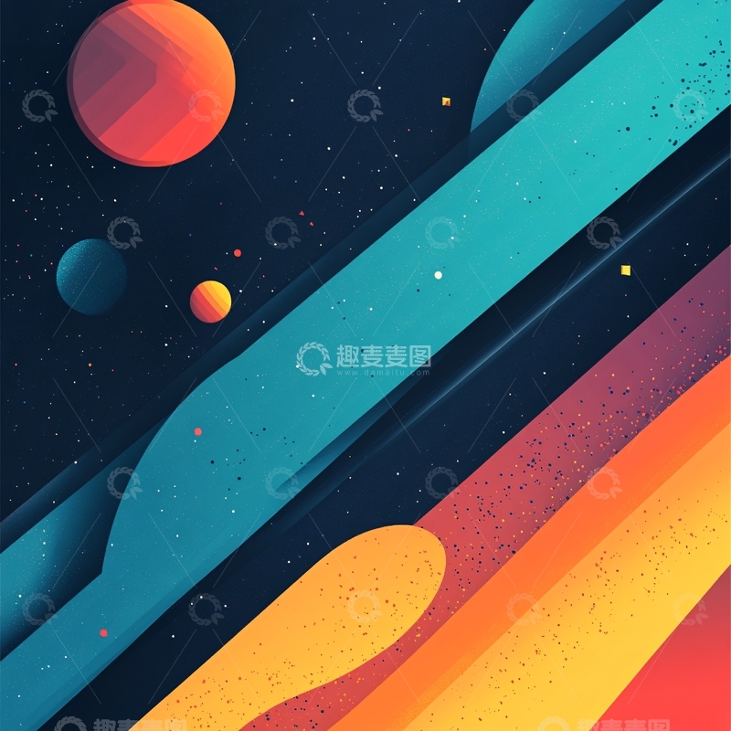 高清大图下载【趣麦麦图】创意彩色缤纷宇宙插画2