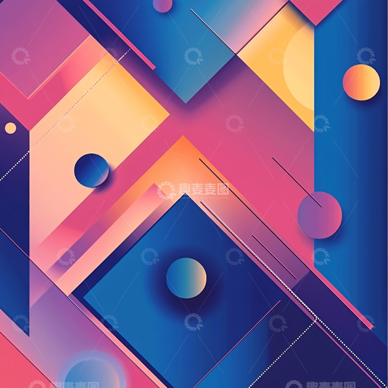 高清大图下载【趣麦麦图】几何图形组合插画2