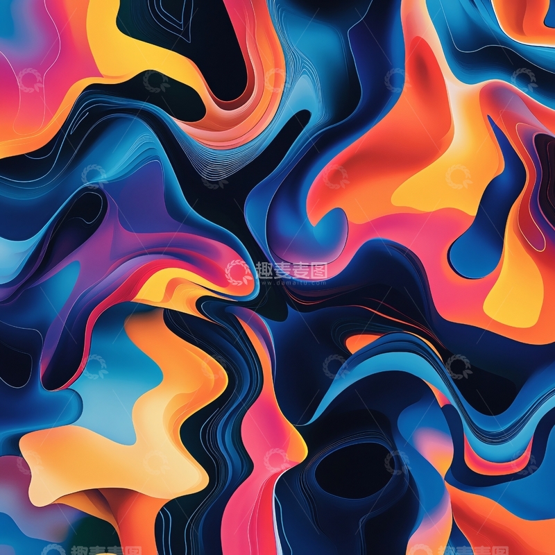 高清大图下载【趣麦麦图】肌理彩色流体背景4
