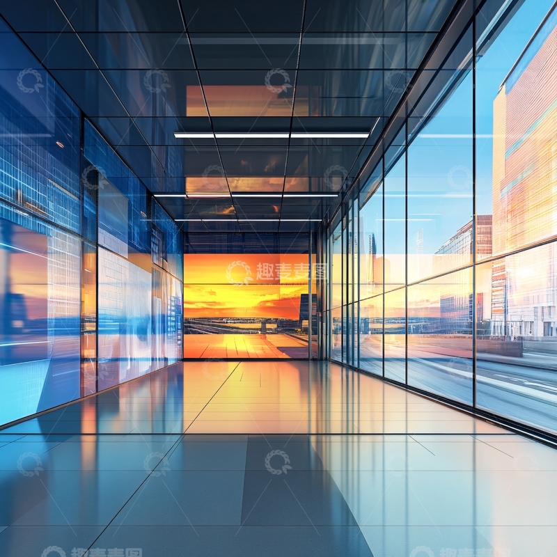 高清大图下载【趣麦麦图】日落建筑插画5