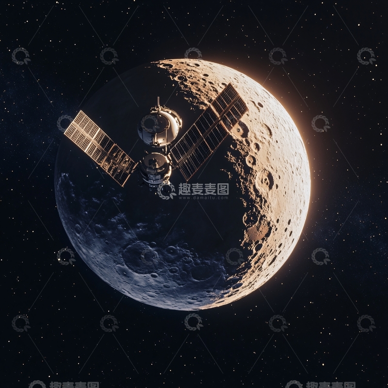 高清大图下载【趣麦麦图】月球环绕地球运行