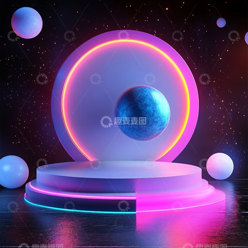 高清大图下载【趣麦麦图】霓虹灯展台4