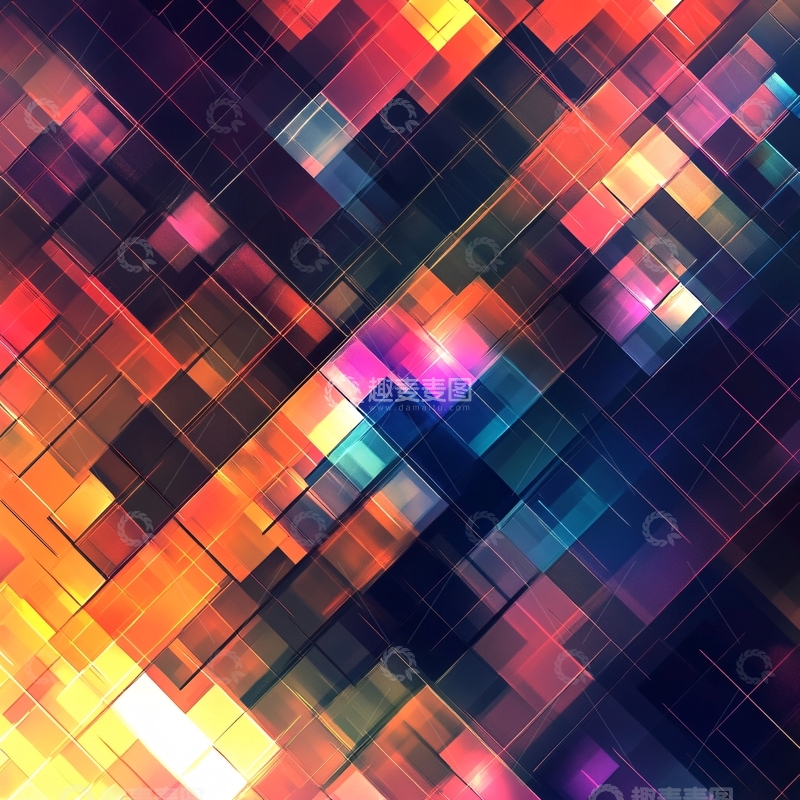 高清大图下载【趣麦麦图】炫彩方格