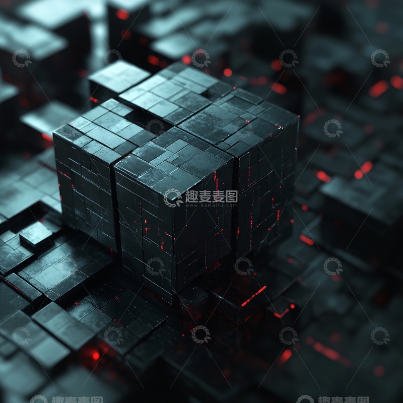 高清大图下载【趣麦麦图】立体方块科技