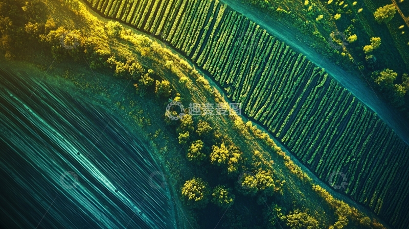 高清大图下载【趣麦麦图】航拍农田全景图